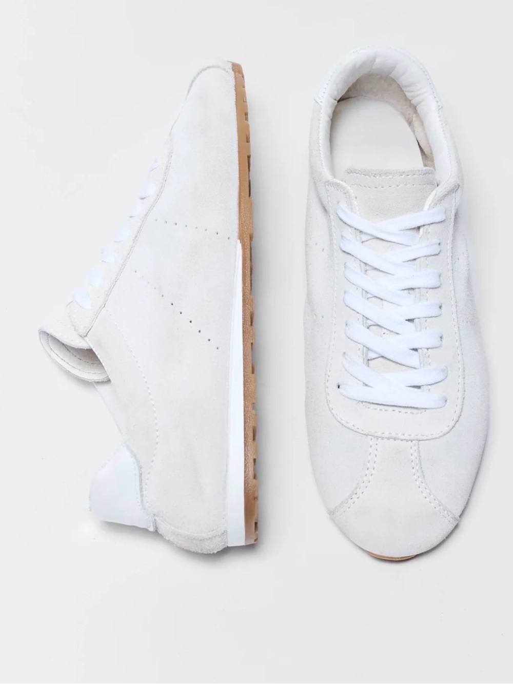 Dolce Vita White Suede Sneakers with Gum Sole